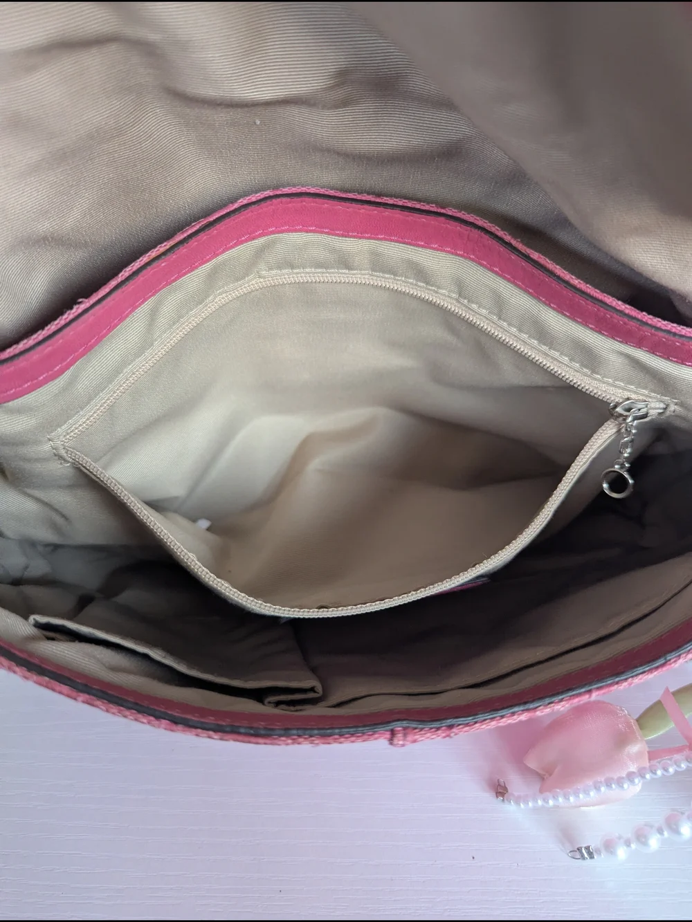 Coach Pink Signature Shoulder Bag with Buckle and Charm